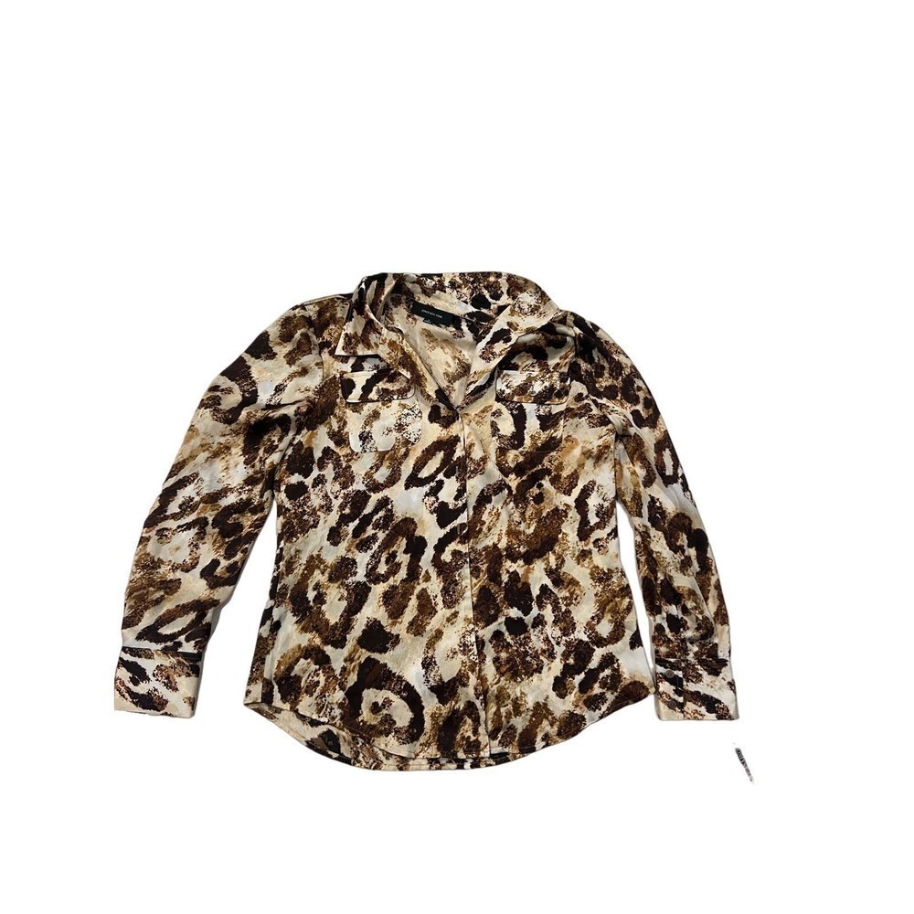 NWT Jones New York M leopard print button down shirt *GORGEOUS*